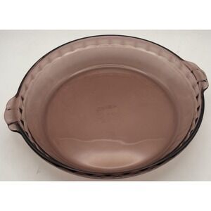 Pyrex 229 Cranberry Glass Deep Dish Pie Pan 9.5" Fluted Scalloped Edge‎